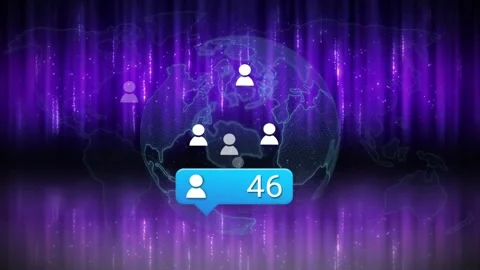 Blue speech-bubble receiving update ping, updating count, adding user icons, Stock Footage 331161275