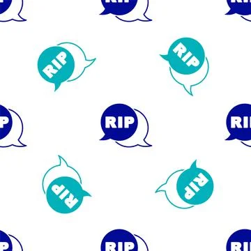 Blue Speech bubble rip death icon isolated seamless pattern on white background 스톡 일러스트