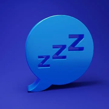 Blue Speech bubble with snoring icon isolated on blue background. Concept o.. Illustrazione stock