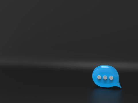 Blue Speech bubble talk icon on black background. Concept conversation or soc Foto stock