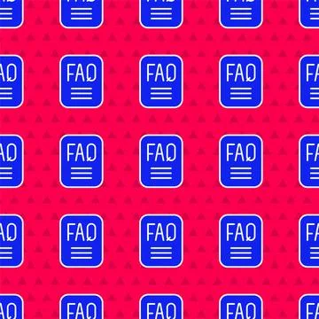 Blue Speech bubble with text FAQ information icon isolated seamless pattern on Illustrazione stock