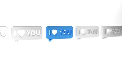 Blue Speech bubble with text I love you icon isolated on white background. .. Stock Illustration