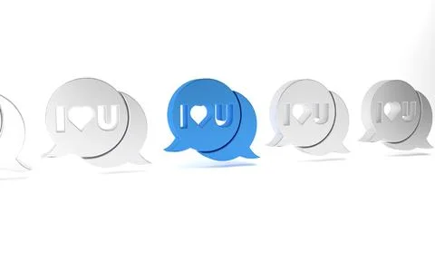 Blue Speech bubble with text I love you icon isolated on white background. .. Stock Illustration
