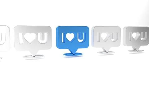 Blue Speech bubble with text I love you icon isolated on white background. .. Stock Illustration