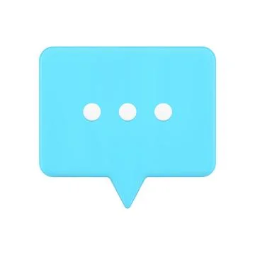 Blue speech bubble web chat 3d icon. Volumetric rectangle with white dots o.. Stock Illustration