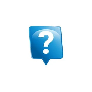 Blue speech bubble with a white question mark for help and support Ilustração Stock