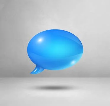 Blue speech bubble on white square background 3D blue speech bubble isolat... Stock Photos
