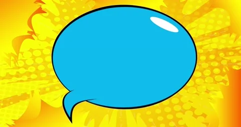 Blue Speech Bubble on Yellow Comic Book Background Stock Footage 168162715