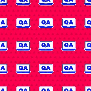 Blue Speech bubbles with Question and Answer icon isolated seamless pattern on Illustrazione stock