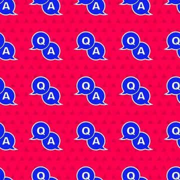 Blue Speech bubbles with Question and Answer icon isolated seamless pattern on Illustrazione stock