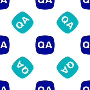 Blue Speech bubbles with Question and Answer icon isolated seamless pattern on Illustrazione stock