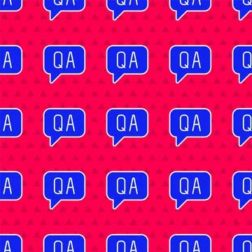 Blue Speech bubbles with Question and Answer icon isolated seamless pattern on 스톡 일러스트