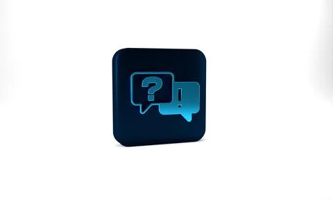 Blue Speech bubbles with Question and Answer icon isolated on grey background. Q Stock Illustration