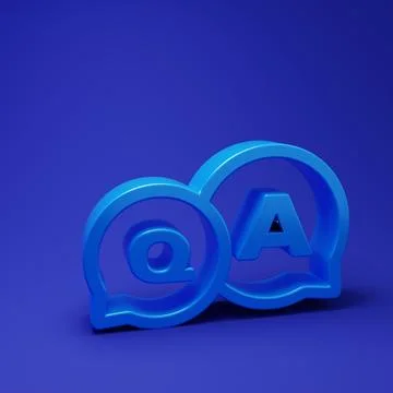 Blue Speech bubbles with Question and Answer icon isolated on blue backgrou.. Stock Illustration