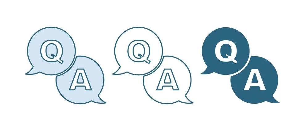 Blue Speech bubbles with Question and Answer icon isolated on white backgro.. Stock Illustration