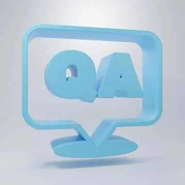 Blue Speech bubbles with Question and Answer icon isolated on grey backgrou.. Stock Illustration