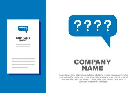 Blue Speech bubbles with Question icon isolated on white background. FAQ si.. Stock Illustration