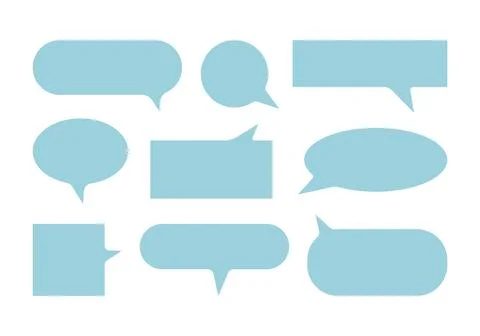 Blue Speech bubbles set. Speak blank text box, chatting place, message fram.. Stock Illustration
