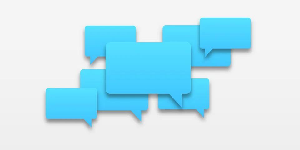 Blue speech bubbles with shadow on white isolated background. The concept of  Stock Illustration