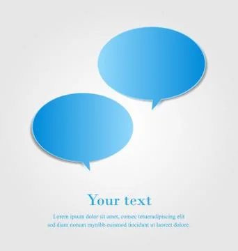 Blue speech bubbles with space on grey background, paper cut design. Stock Illustration
