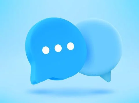 Blue speech clouds. Conversation concept. 3d vector icon Stock-Illustration