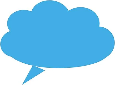 Blue speech thought bubble icon with tail Stock Illustration