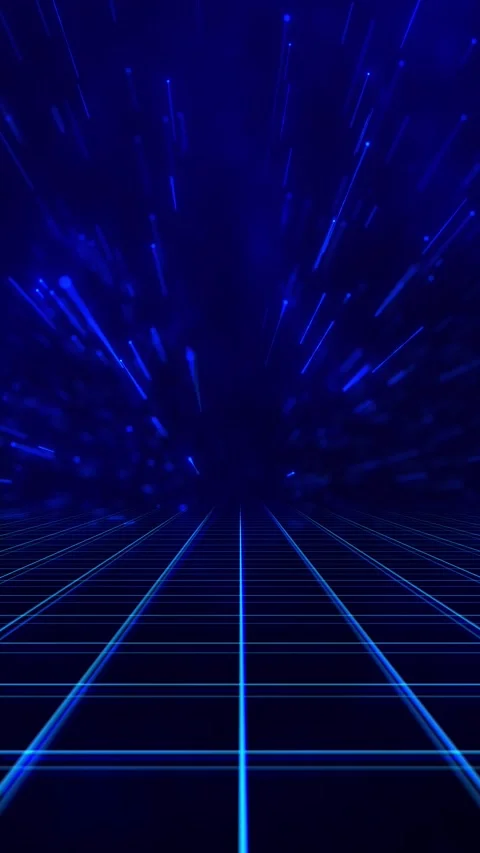 Blue speed grid tunnel background with glowing perspective floor, fast light str Stock Footage 340550073