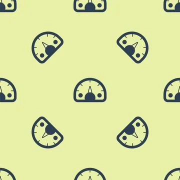Blue Speedometer icon isolated seamless pattern on yellow background. Vector Stock Illustration