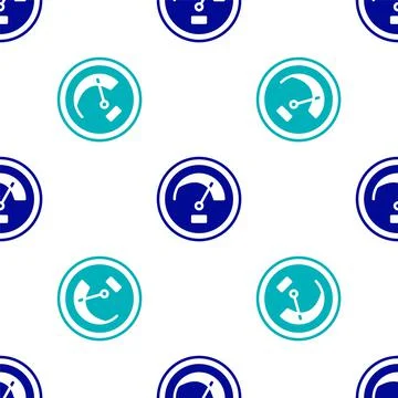Blue Speedometer icon isolated seamless pattern on white background. Vector Stock Illustration