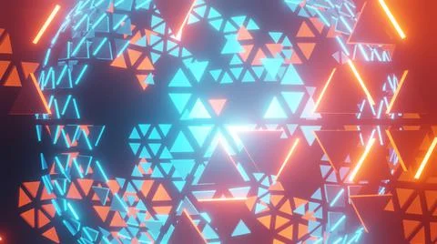 Blue Sphere and Orange Triangles Stock Illustration