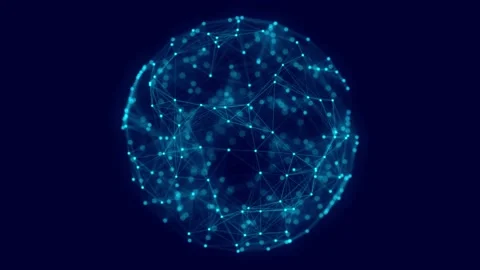 Blue sphere consisting of points and lines. Technology grid sphere. 스톡 동영상 146661197