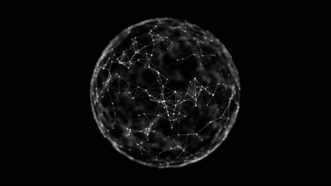 Blue sphere consisting of points and lines. Technology grid sphere. 스톡 동영상 148650072