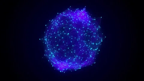 Blue sphere consisting of points and lines. Technology grid sphere. Stockbeeldmateriaal 272590442