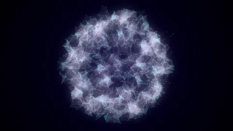 Blue sphere consisting of points and lines. Technology grid sphere. Stockbeeldmateriaal 272607070