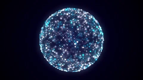 Blue sphere consisting of points and lines. Technology grid sphere. Stockbeeldmateriaal 272607072