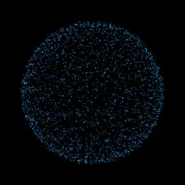 Blue sphere. Digital data network connections with dots on black background i Stock Illustration