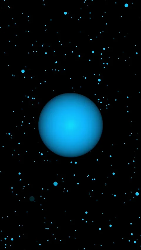 Blue sphere floating in black space with sparkling particles motion graphic.. Stock Footage 338421634