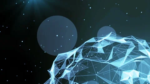 The blue sphere. Flying particles. Networking. Business background. Seamless Stock Footage 96064545