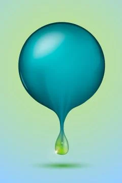 Blue sphere with a green drop Stock Illustration
