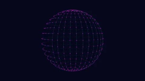 Blue sphere with grid-like pattern and intricate dots a visual representation of Video stock 274172283