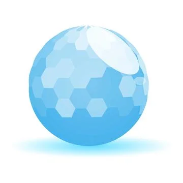 Blue sphere with hexagonal pattern floating on white background Illustrazione stock