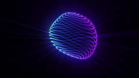 Blue sphere made waves emits energy, spherical ball or magic circle made of.. Stock Footage 317438237