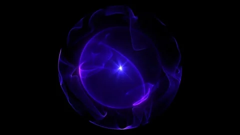 Blue sphere with neon glowing light aura effect on cut-out background. Wavy.. Video stock 321907384