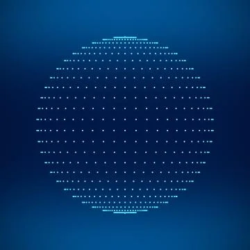 Blue sphere. Network connections with dots on black background in technology  Stock Illustration