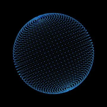 Blue sphere. Network connections with dots on black background in technology  Stock Illustration