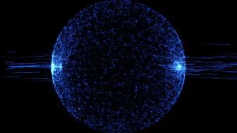 Blue sphere with passing blue stripes Stock Footage 146654299