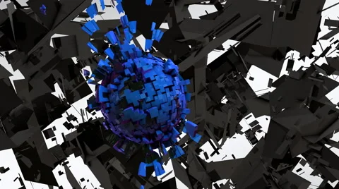 Blue Sphere Reverse Explosion Abstract (HD) Video stock 44039062