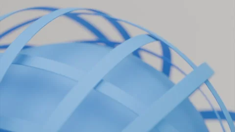 Blue Sphere With Rotating Rings Seamless Close Up Pattern Stock Footage 257950823