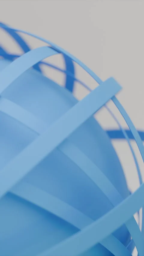 Blue Sphere With Rotating Rings Seamless Close Up Vertical Pattern Stock Footage 257950828