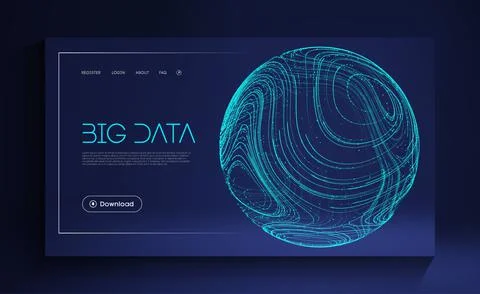 Blue sphere shield on blue background. Data protect digital illustration Illustrazione stock